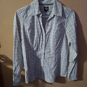 Express Essential woman's Shirt Size M striped Stretch Blouse